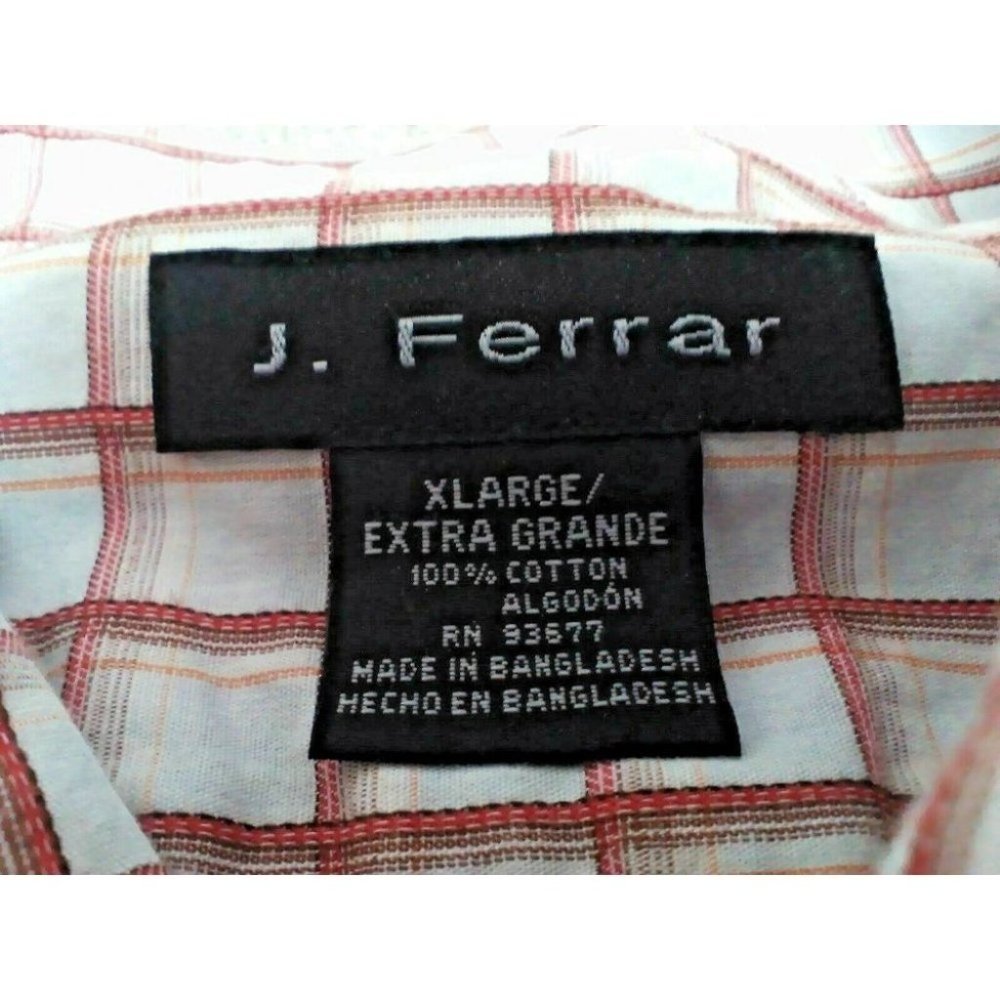 J Ferrar Men's Shirt Long/S Dress Diamond Check Red/Brown/Orange/Tan Siz… - Picture 6 of 16